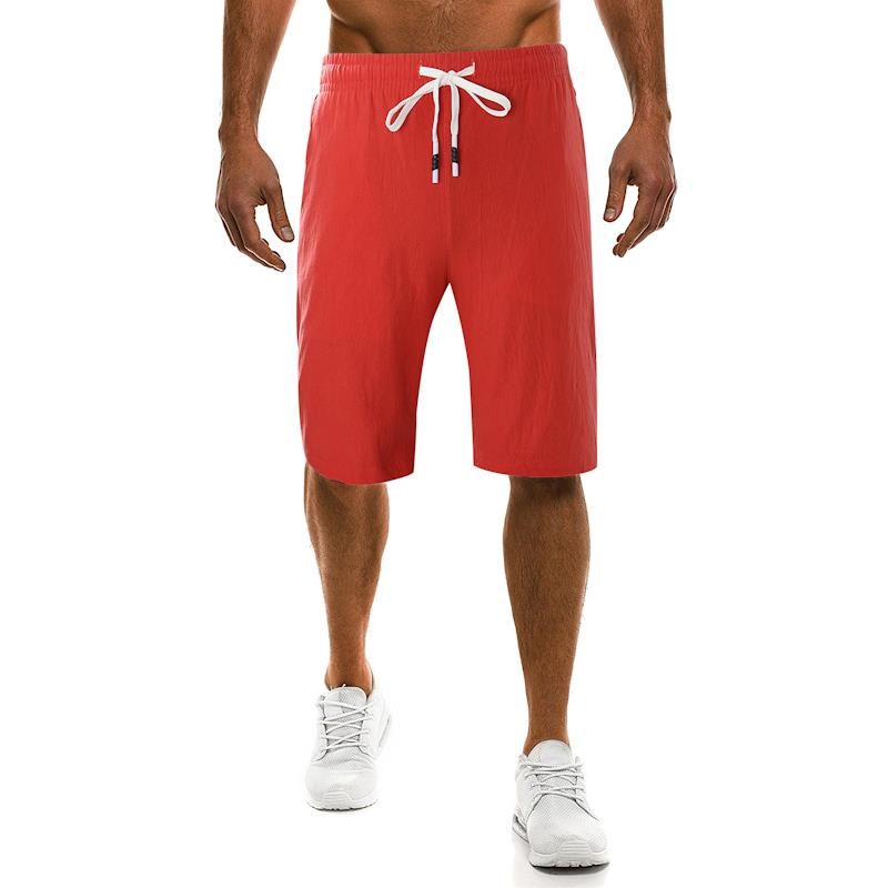 Pantalones Cortos Hasta La Rodilla De Color Sólido De Moda De Verano Para Hombres