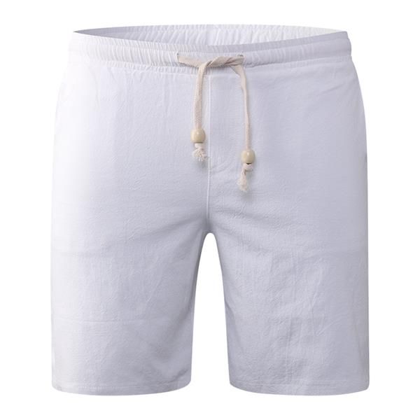 Pantalones Cortos De Lino De Algodón Casuales Para Hombres De Primavera Verano