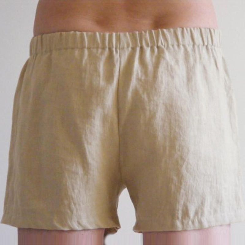 Pantalones Cortos De Lino De Verano Para Hombres Cintura Elástica Sólida Pantalones Cortos Sueltos Casuales Para Correr Ropa De Dormir