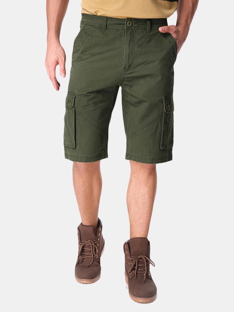 Pantalones Cortos Militares De Carga Sueltos Con Bolsillos Grandes De Algodón Informal Para Hombres