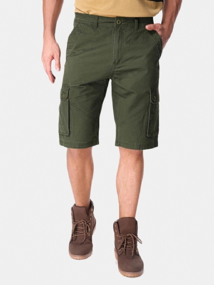 Pantalones Cortos Militares De Carga Sueltos Con Bolsillos Grandes De Algodón Informal Para Hombres