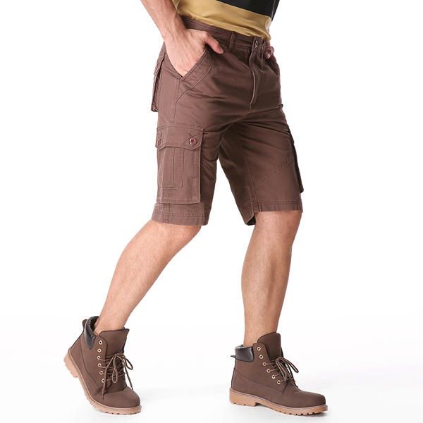 Pantalones Cortos Militares De Carga Sueltos Con Bolsillos Grandes De Algodón Informal Para Hombres