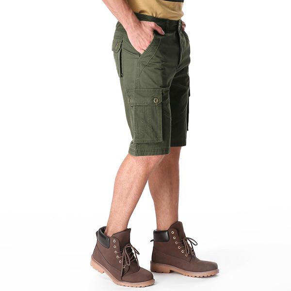 Pantalones Cortos Militares De Carga Sueltos Con Bolsillos Grandes De Algodón Informal Para Hombres