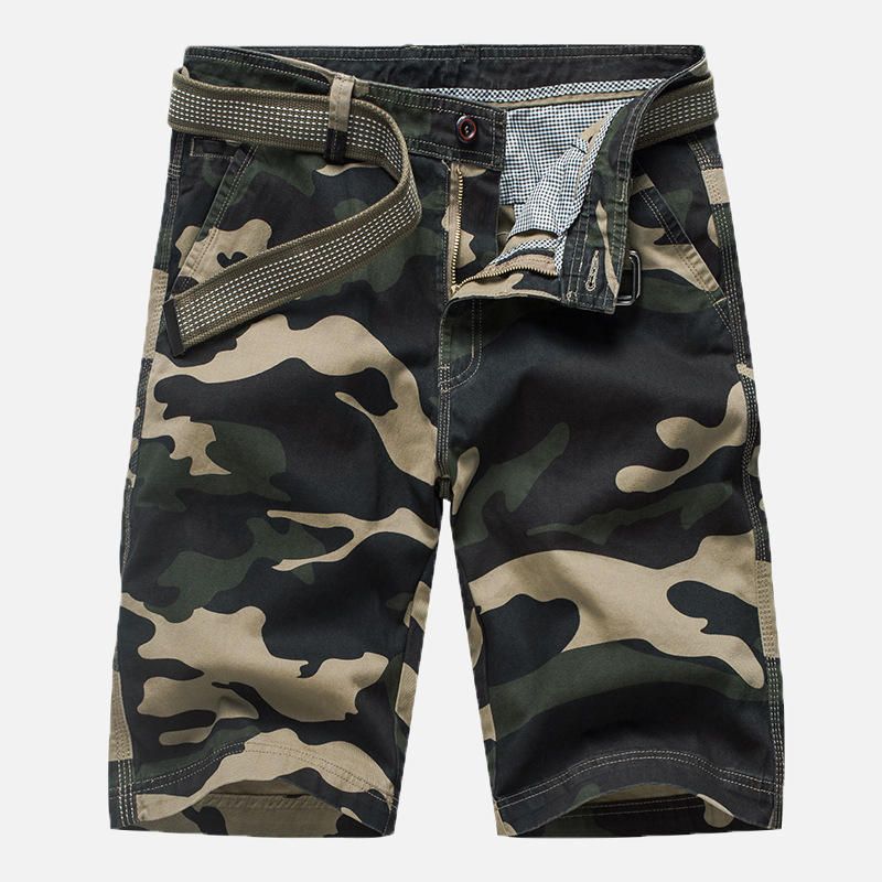 Pantalones Cortos Militares Relajados Al Aire Libre Con Múltiples Bolsillos De Camuflaje Para Hombres