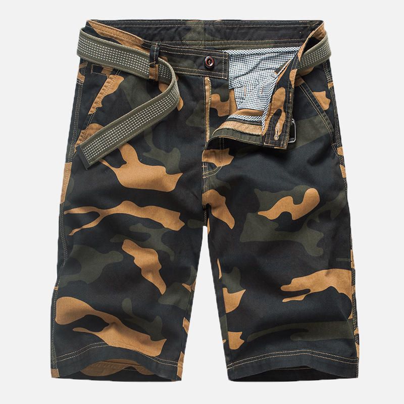 Pantalones Cortos Militares Relajados Al Aire Libre Con Múltiples Bolsillos De Camuflaje Para Hombres