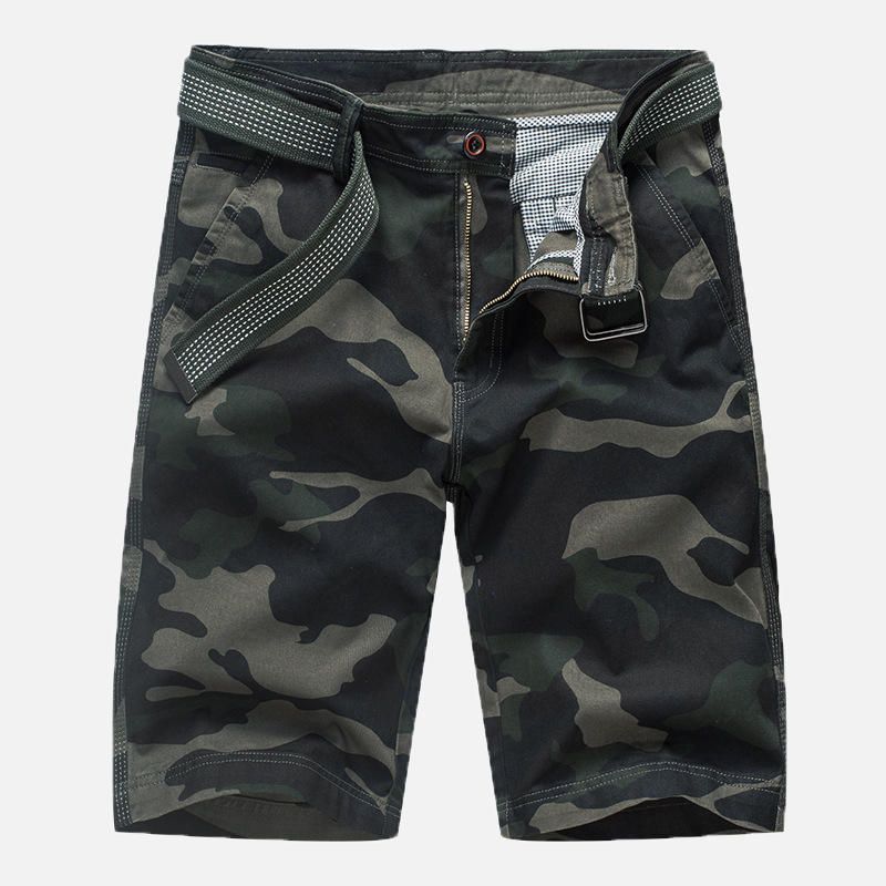 Pantalones Cortos Militares Relajados Al Aire Libre Con Múltiples Bolsillos De Camuflaje Para Hombres