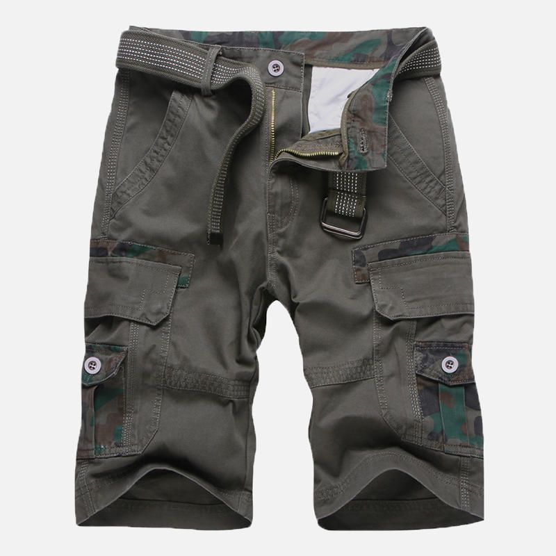 Pantalones Cortos Militares Relajados Al Aire Libre Con Múltiples Bolsillos De Camuflaje Para Hombres