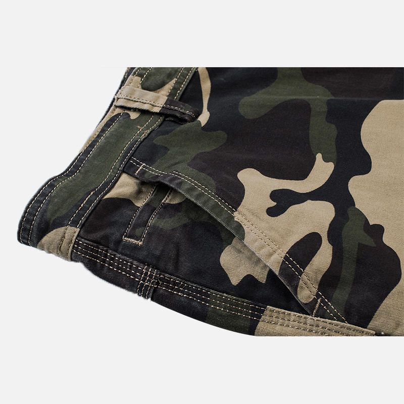 Pantalones Cortos Militares Relajados Al Aire Libre Con Múltiples Bolsillos De Camuflaje Para Hombres