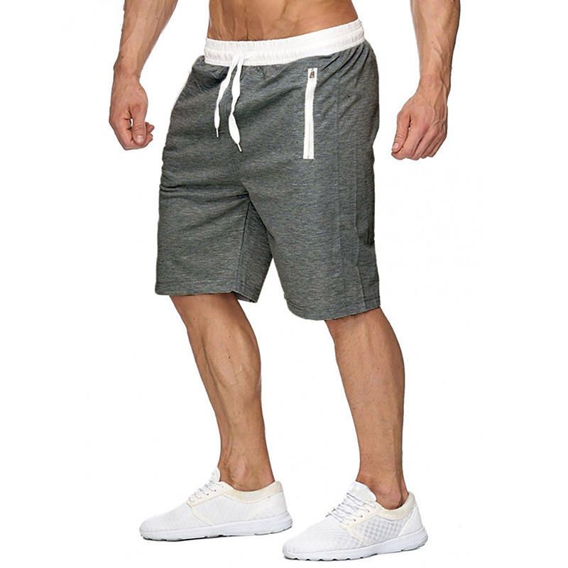 Pantalones Cortos Para Correr Casuales Con Cordón Hasta La Rodilla De Color Sólido Transpirable De Algodón De Verano Para Hombre