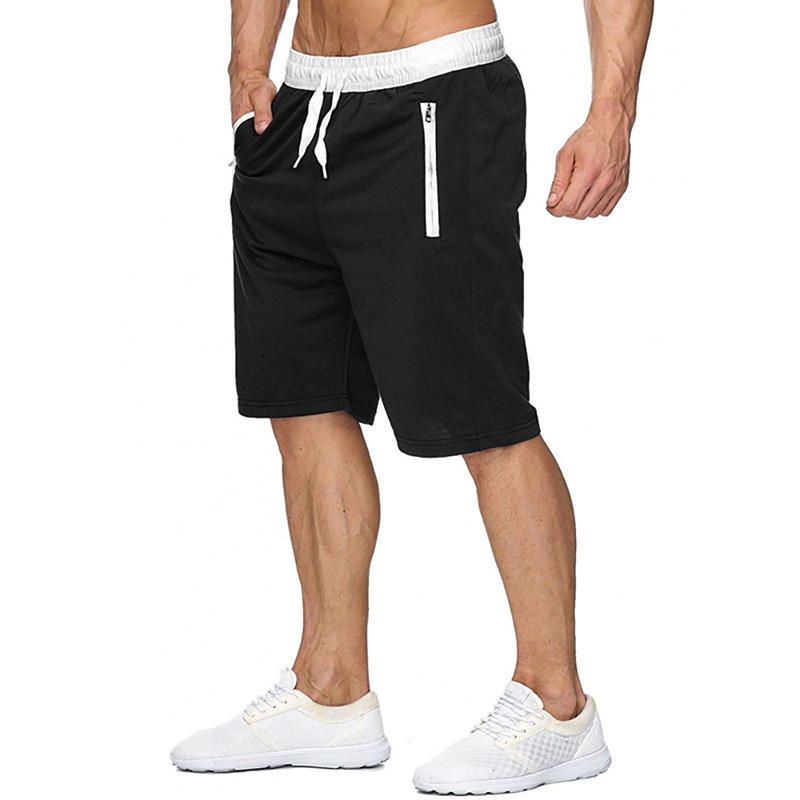 Pantalones Cortos Para Correr Casuales Con Cordón Hasta La Rodilla De Color Sólido Transpirable De Algodón De Verano Para Hombre