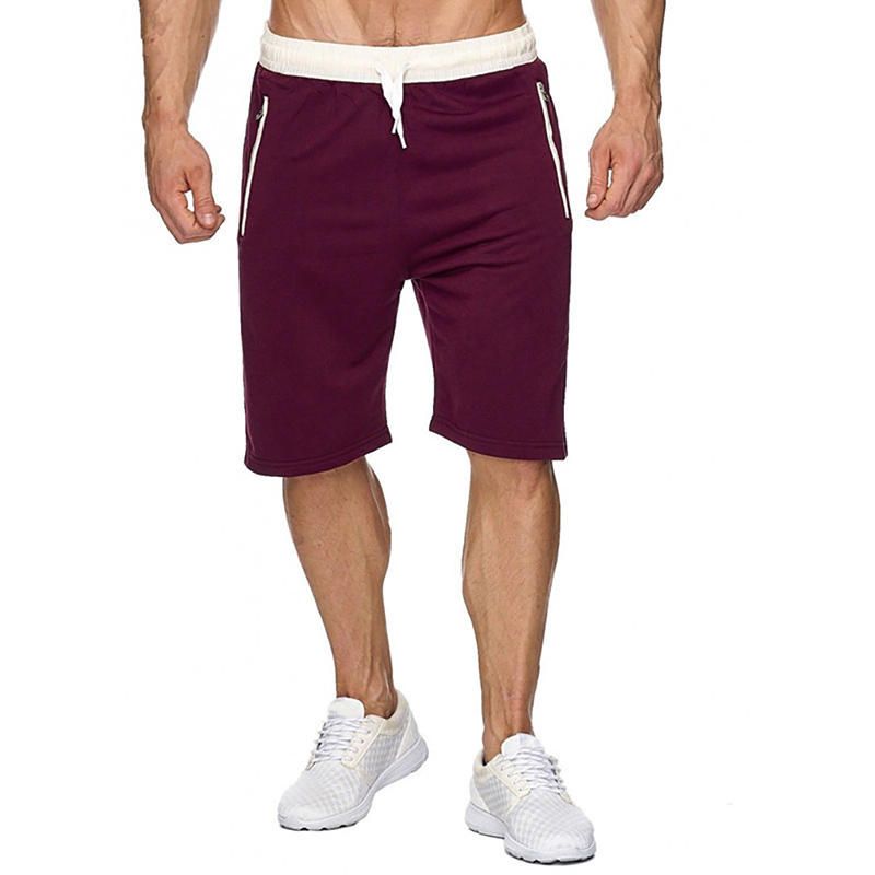 Pantalones Cortos Para Correr Casuales Con Cordón Hasta La Rodilla De Color Sólido Transpirable De Algodón De Verano Para Hombre