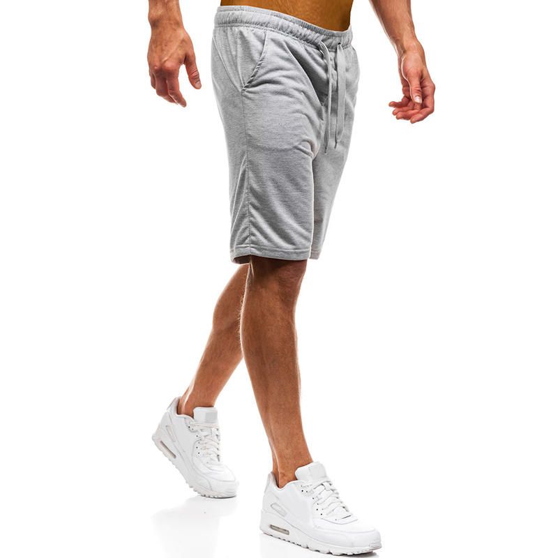 Pantalones Cortos Para Correr De Color Sólido Con Cordón Transpirable De Algodón Para Gimnasio Para Hombre