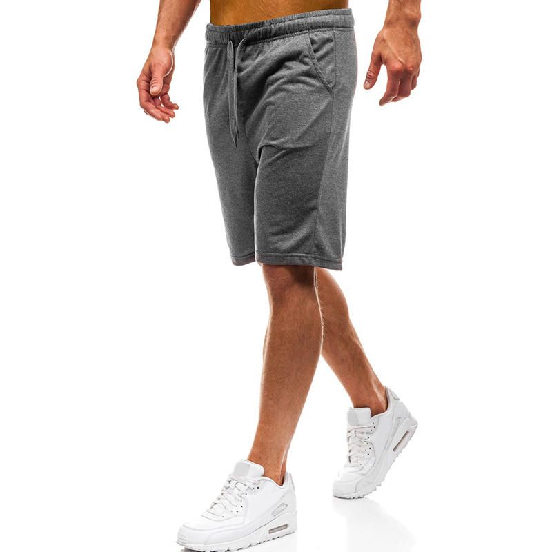 Pantalones Cortos Para Correr De Color Sólido Con Cordón Transpirable De Algodón Para Gimnasio Para Hombre