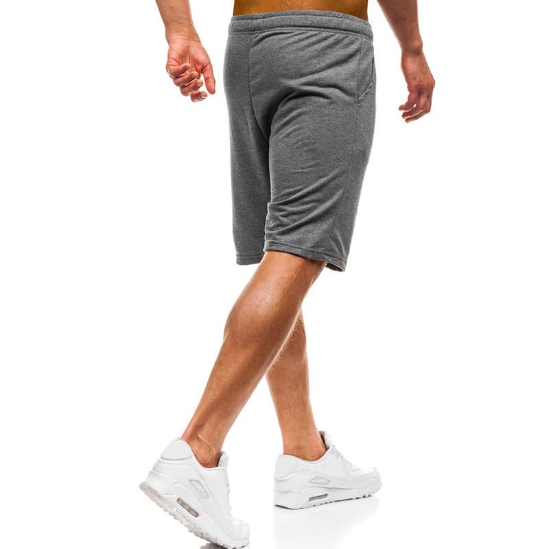 Pantalones Cortos Para Correr De Color Sólido Con Cordón Transpirable De Algodón Para Gimnasio Para Hombre