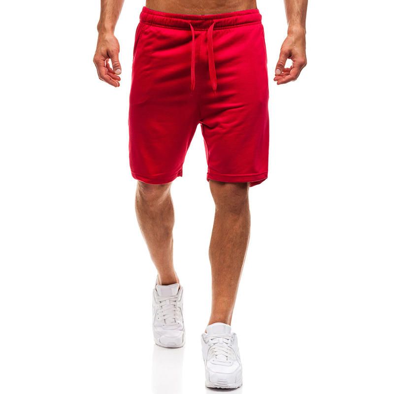 Pantalones Cortos Para Correr De Color Sólido Con Cordón Transpirable De Algodón Para Gimnasio Para Hombre