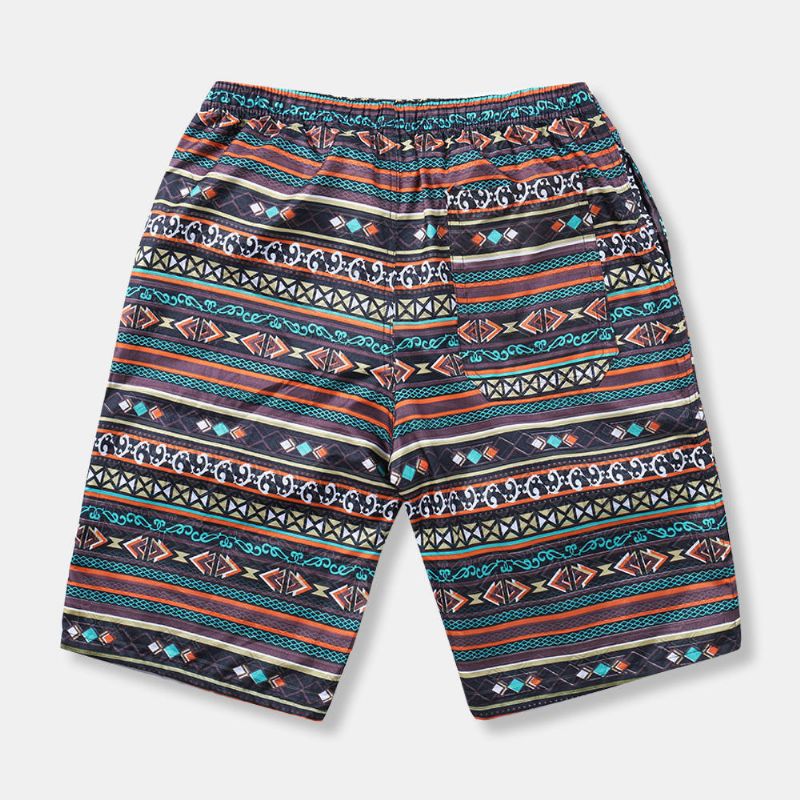 Pantalones Cortos De Playa Casuales Con Patrón De Estilo Étnico Para Hombre