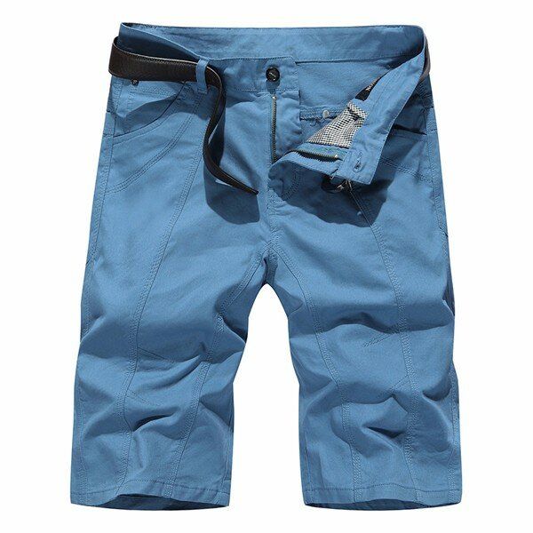 Pantalones Cortos De Playa De Color Sólido Para Hombre Moda Casual Slim Fit Pantalones Cortos De Algodón De Verano Hasta La Rodilla