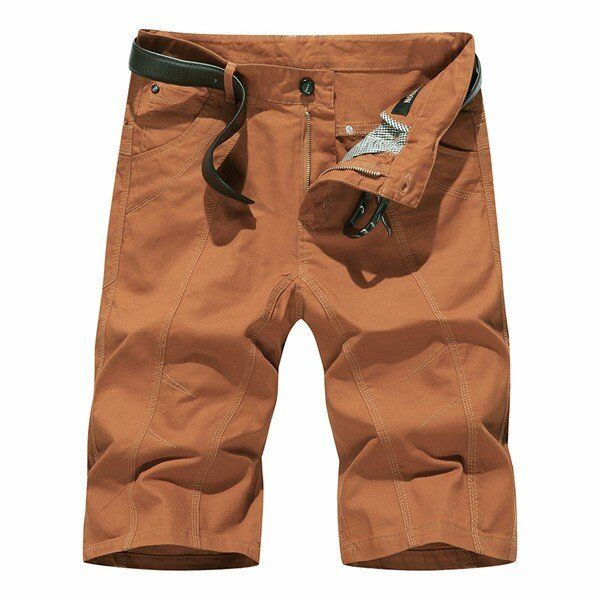 Pantalones Cortos De Playa De Color Sólido Para Hombre Moda Casual Slim Fit Pantalones Cortos De Algodón De Verano Hasta La Rodilla