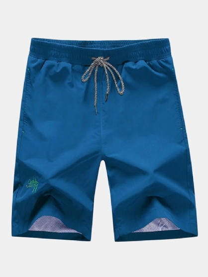 Pantalones Cortos De Playa Cómodos Casuales De Color Sólido Para Hombre De Verano Con Cordón 6 Colores