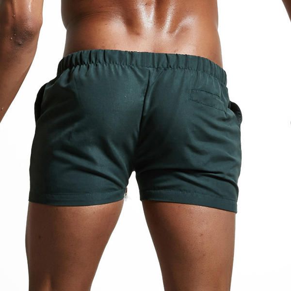 Pantalones Cortos De Playa Deportivos Para Correr Para Hombres De Verano Pantalones Cortos Casuales De Color Sólido Elásticos Para Surf Y Gimnasio