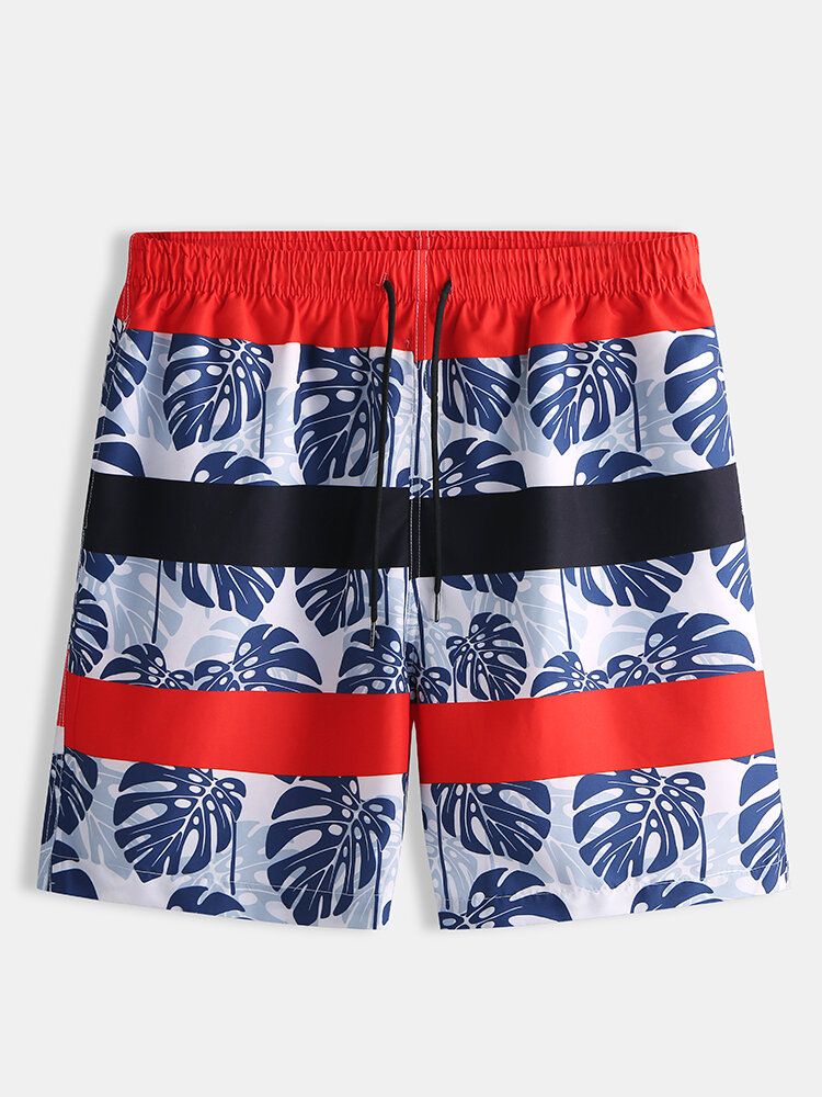 Pantalones Cortos De Rayas De Surf De Secado Rápido Sueltos De Playa Estampados Para Hombre