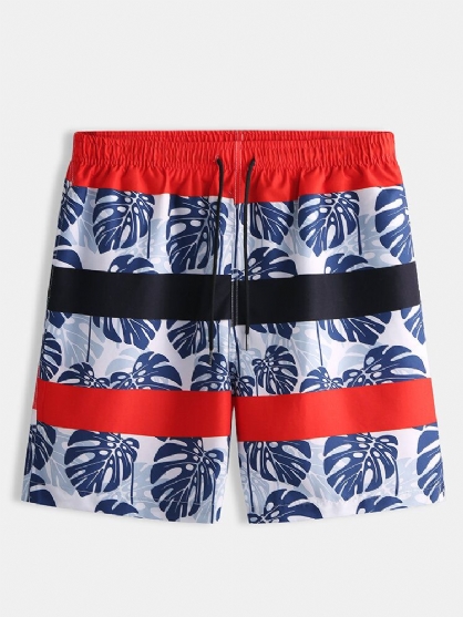 Pantalones Cortos De Rayas De Surf De Secado Rápido Sueltos De Playa Estampados Para Hombre