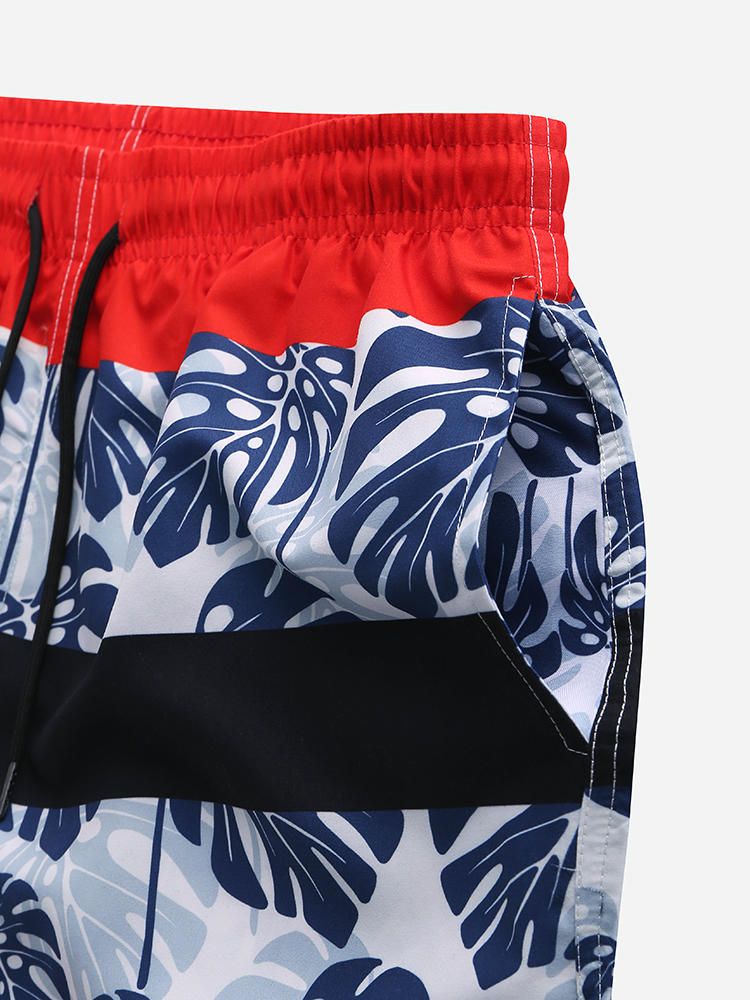 Pantalones Cortos De Rayas De Surf De Secado Rápido Sueltos De Playa Estampados Para Hombre