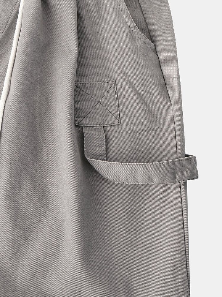 Pantalones Cortos Sencillos De Bolsillo Con Cordón De Color Sólido De Algodón Casual Para Hombre