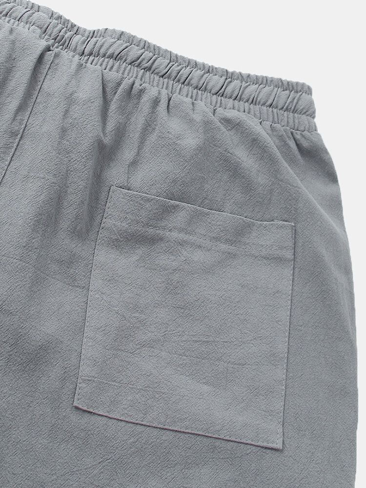 Pantalones Cortos Sueltos Casuales Hasta La Pantorrilla Étnicos De 4 Colores De Lino De Algodón 95% Para Hombre