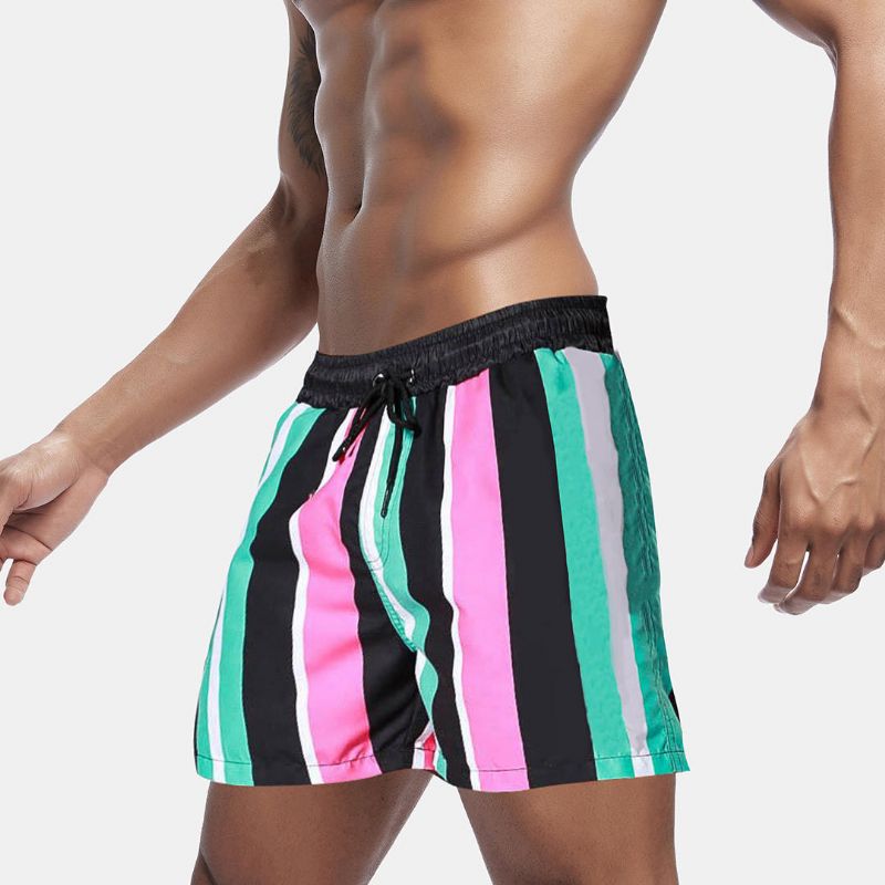 Pantalones Cortos De Tabla De Tejer A Rayas De Colores Para Hombre Pantalones Cortos De Playa Para Deportes De Ocio