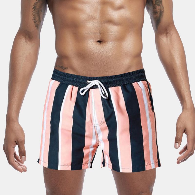 Pantalones Cortos De Tabla De Tejer A Rayas De Colores Para Hombre Pantalones Cortos De Playa Para Deportes De Ocio