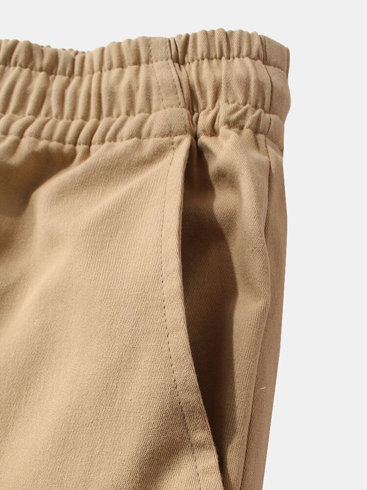 Pantalones Cortos Tipo Cargo Con Bolsillos De Algodón 100% Casual Para Hombre