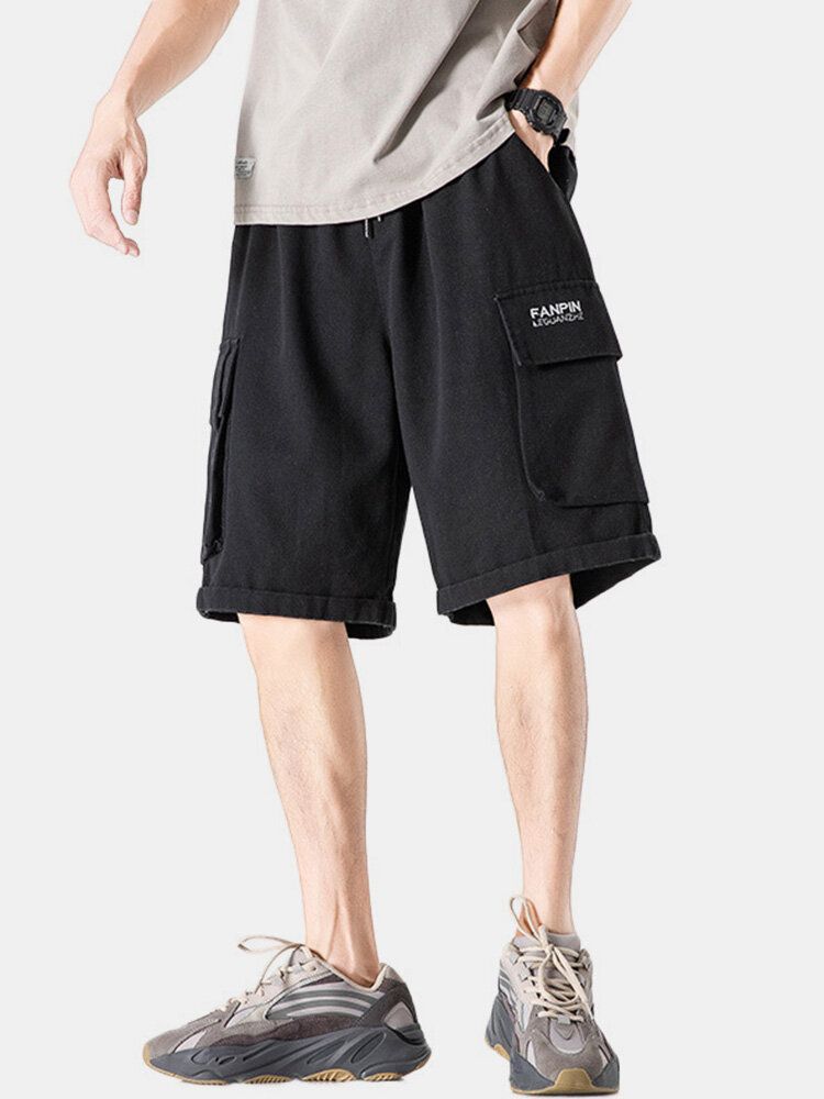 Pantalones Cortos Tipo Cargo Con Cordón Informal Para Hombre