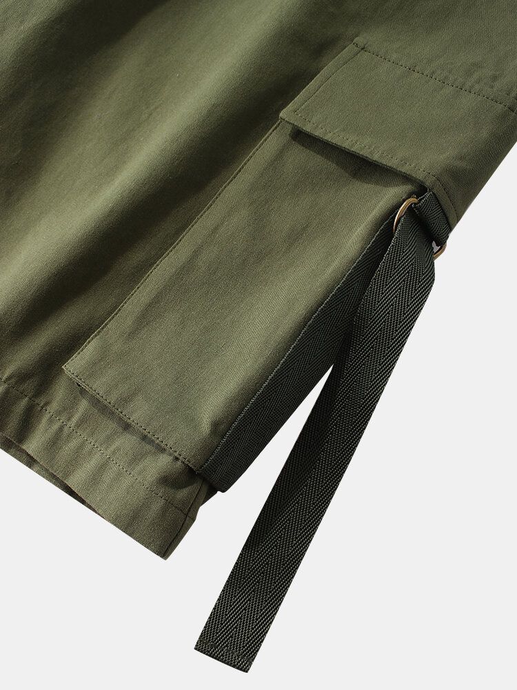 Pantalones Cortos De Trabajo De Cintura Elástica Con Cordón Muti-bolsillo 100% Algodón Para Hombre