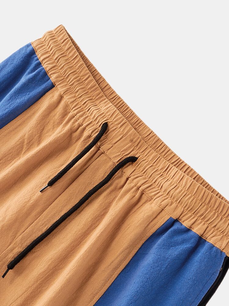 Pantalones Cortos De Varios Colores Con Cintura Elástica De Retazos De Algodón 100% Para Hombre