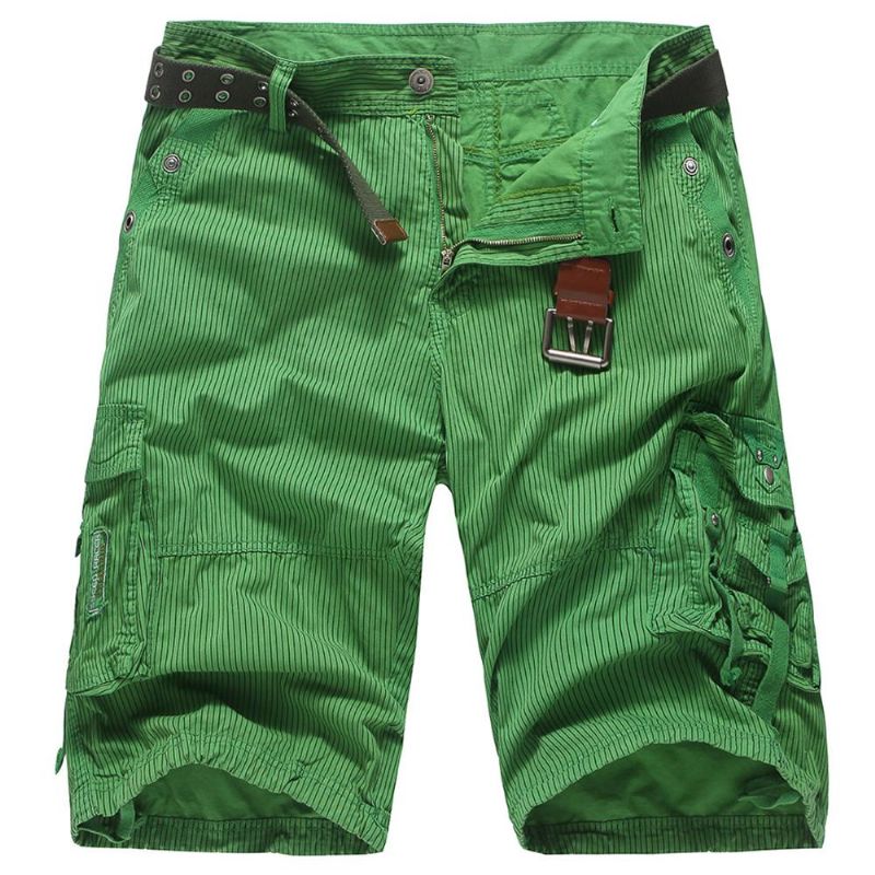 Shorts Cargo De Algodón A Rayas Informales Al Aire Libre Para Hombres