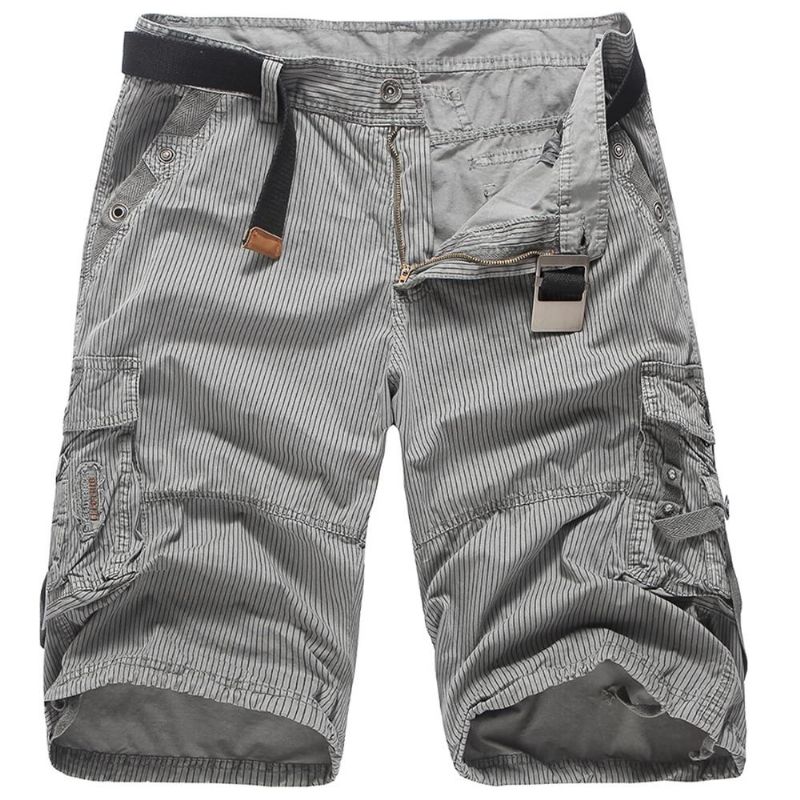 Shorts Cargo De Algodón A Rayas Informales Al Aire Libre Para Hombres