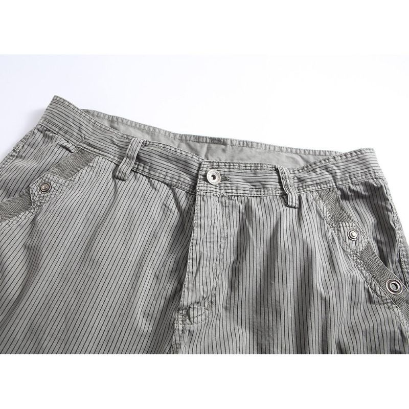 Shorts Cargo De Algodón A Rayas Informales Al Aire Libre Para Hombres