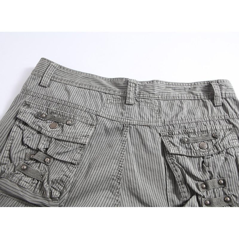 Shorts Cargo De Algodón A Rayas Informales Al Aire Libre Para Hombres