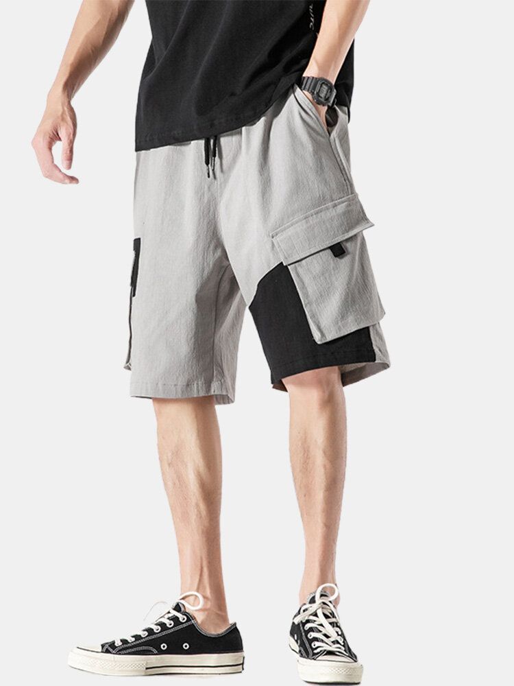 Shorts Casuales De Cintura Elástica De Lino De Algodón Para Hombre