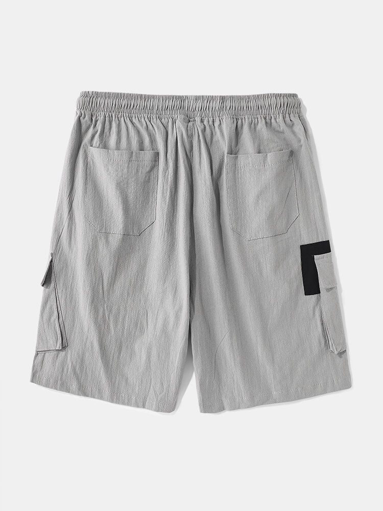 Shorts Casuales De Cintura Elástica De Lino De Algodón Para Hombre