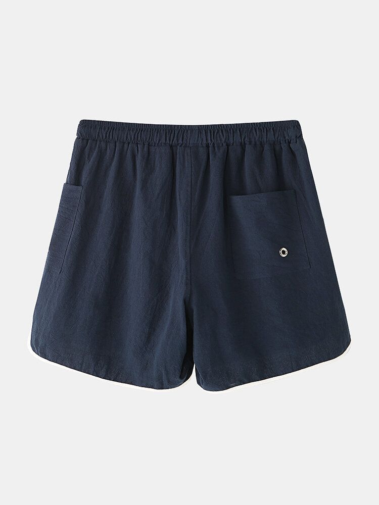 Shorts De Cintura Elástica Sólida De Algodón Para Hombre