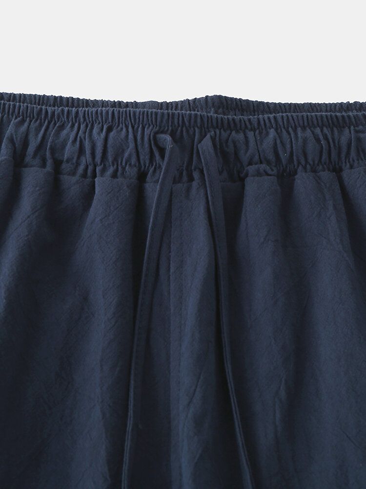 Shorts De Cintura Elástica Sólida De Algodón Para Hombre