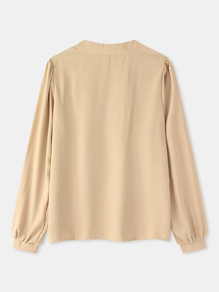 Blusa Elegante De Color Sólido Con Escote Con Muesca Para Mujer