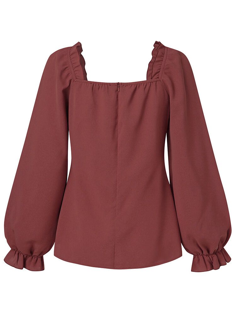 Blusa Elegante De Corte Bajo Con Cuello En Forma De Corazón Y Nudo Con Cuello En Forma De Corazón Y Cremallera Trasera Para Mujer