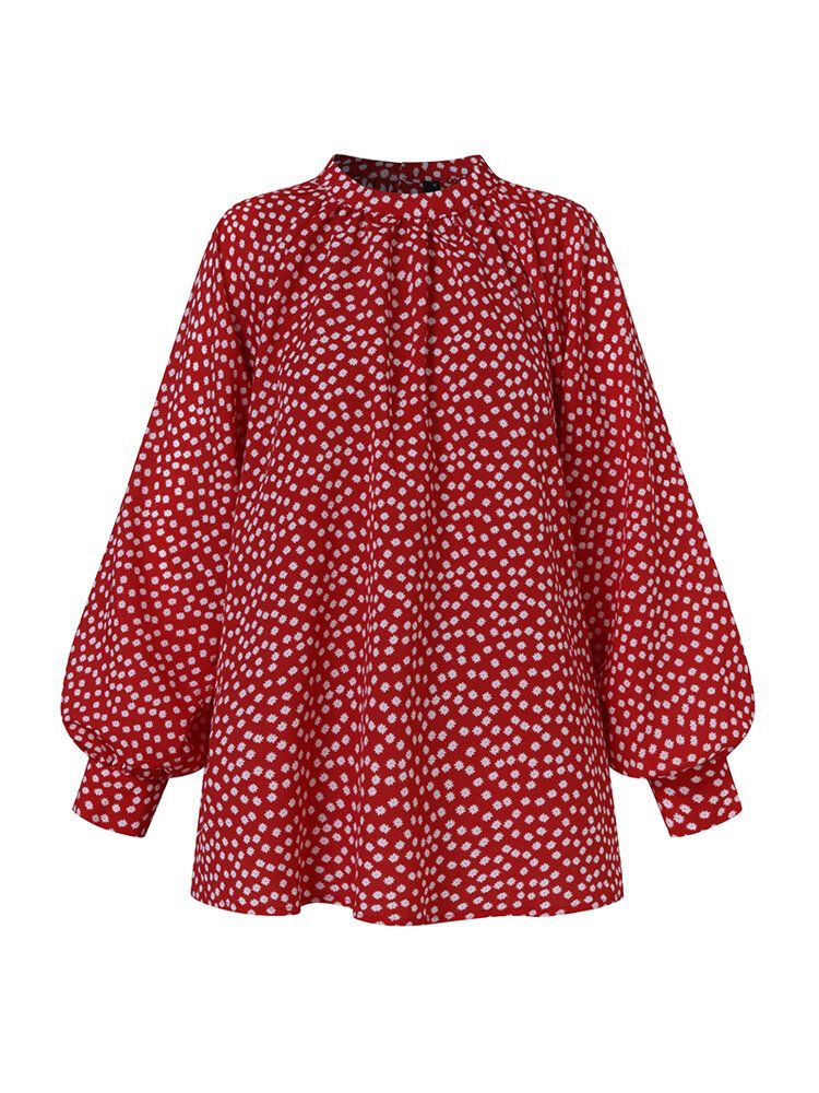 Blusa Informal Con Cuello Alto Y Estampado Floral En Toda La Prenda Para Mujer