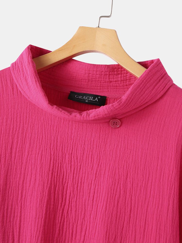 Blusa Simple Informal De Manga Larga Con Escote Lateral De Color Sólido Informal Para Mujer