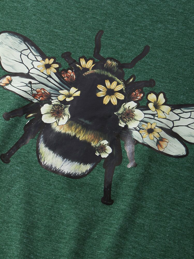 Blusas De Manga Larga Informales Con Cuello Redondo Y Estampado De Abejas Grandes Para Mujer