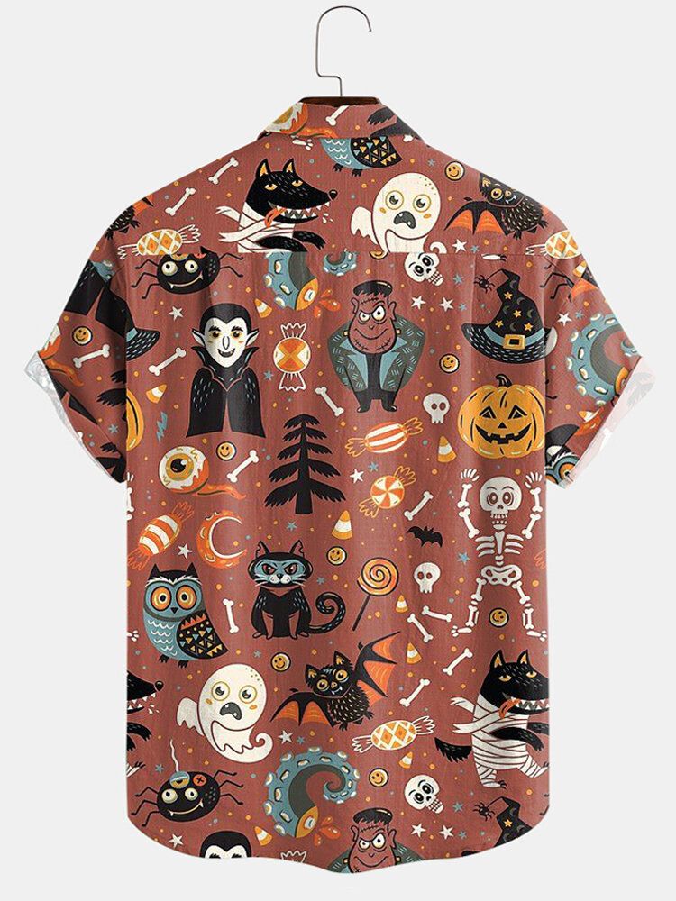 Camisas Casuales De Manga Corta Con Estampado Divertido De Dibujos Animados De Halloween Para Mujer