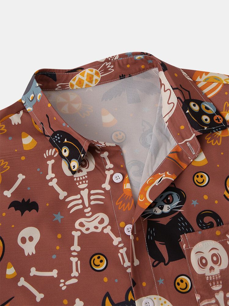 Camisas Casuales De Manga Corta Con Estampado Divertido De Dibujos Animados De Halloween Para Mujer